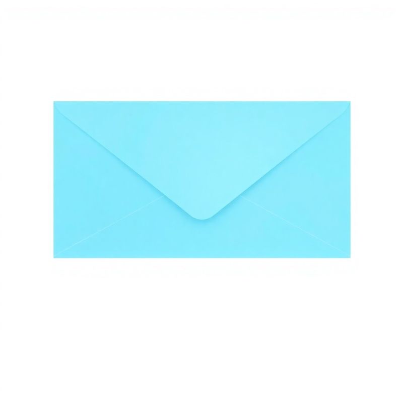 Minimalistische azure-blauwe compositie met envelop en communicatie-datalijnen